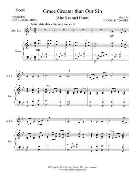 GRACE GREATER THAN OUR SIN (Alto Sax/Piano And Alto Sax Part)
